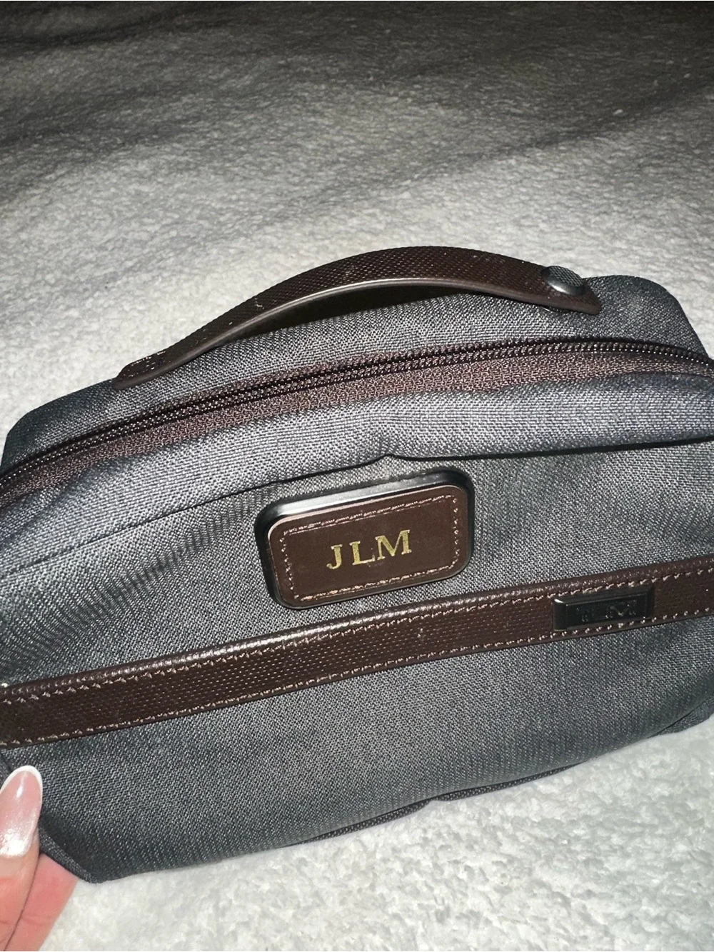 TUMI Alpha Split Travel Kit Toiletry Cosmetic Organizer Monogram JLM